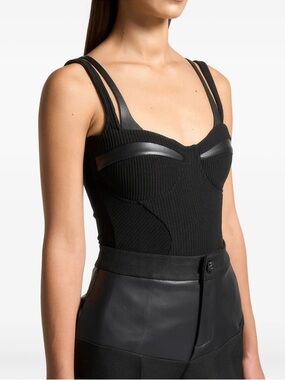 Maniere de Voir twin strap ribbed bodysuit